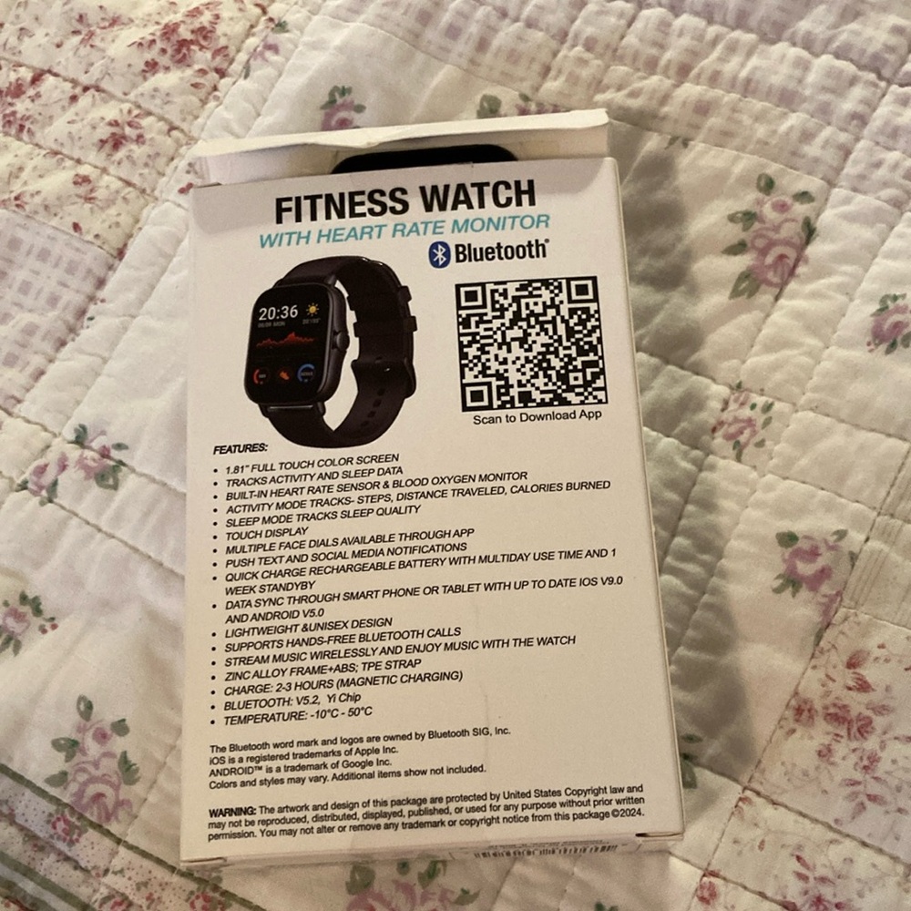 Black Fitness Watch with Heart Rate Monitor - Picture 2 of 3